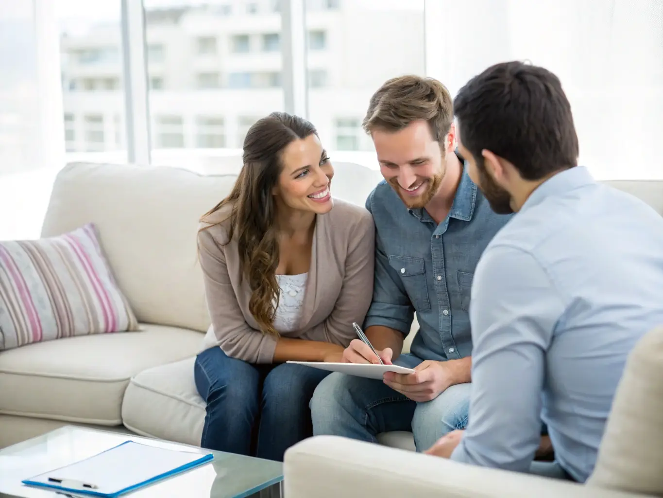 A still from one of the Align At Home videos, showing a relationship coach guiding a couple through an exercise.